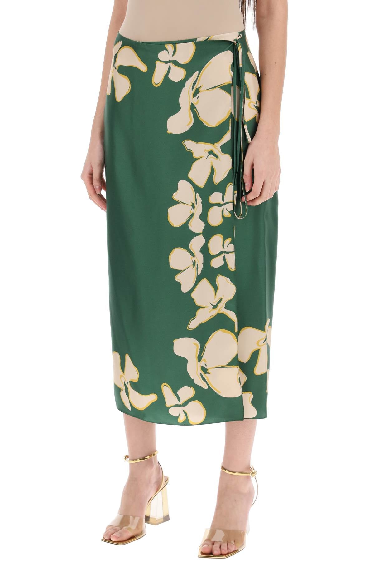's silk floral wrap skirt-3