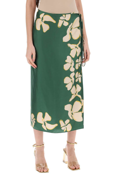 's silk floral wrap skirt-1