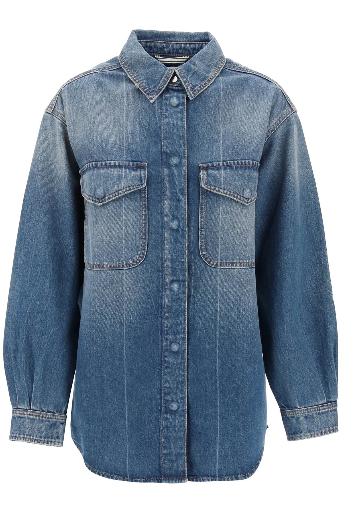 denim overshirt made of recycled cotton blend-0
