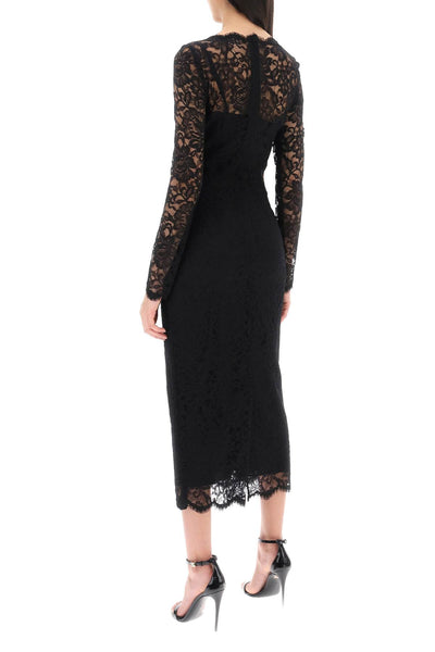 Dolce & gabbana midi dress in floral chantilly lace-2