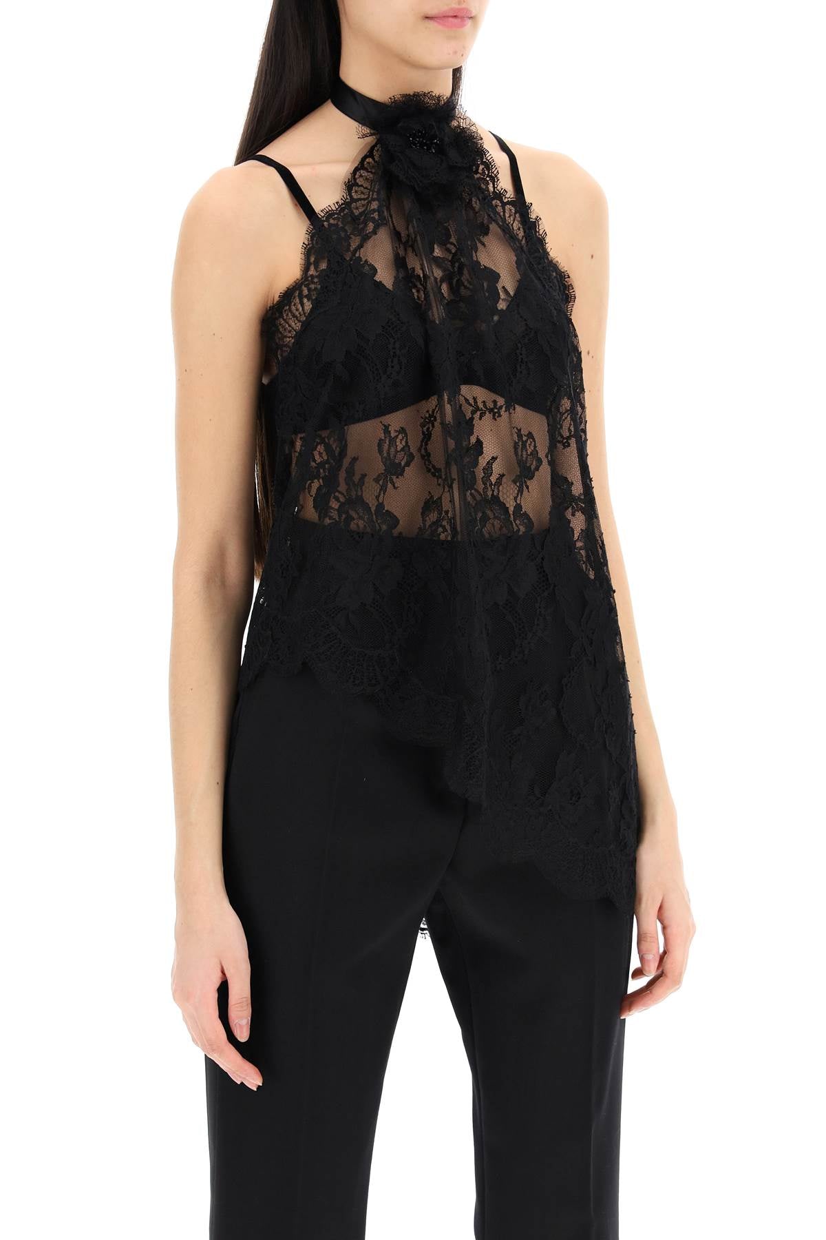 "chantilly lace top with flower detail-1