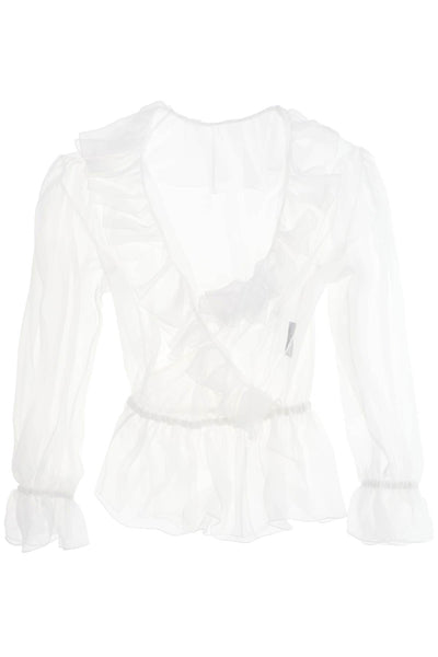 Dolce & gabbana silk chiffon blouse with ruffles.-0
