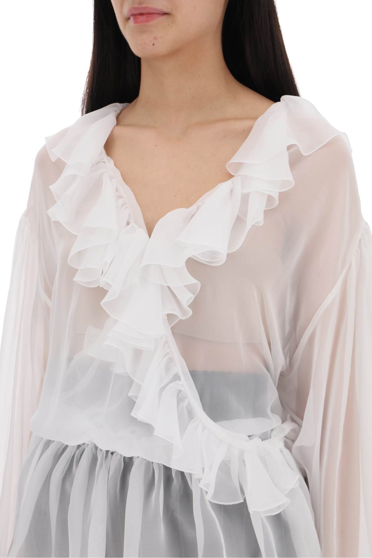 Dolce & gabbana silk chiffon blouse with ruffles.-3