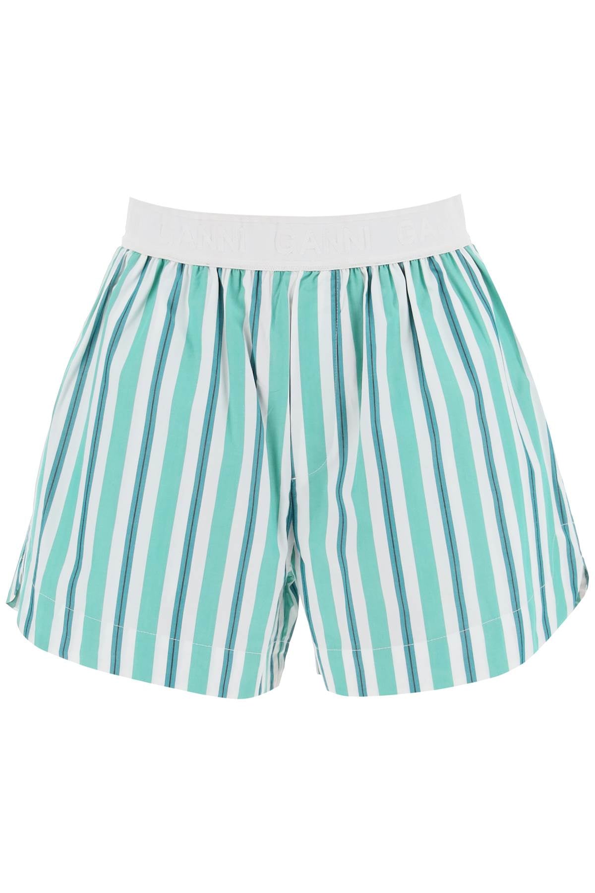 striped shorts with elastic waistband-0