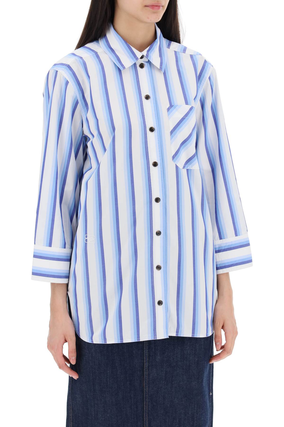Ganni "oversized striped poplin shirt-1