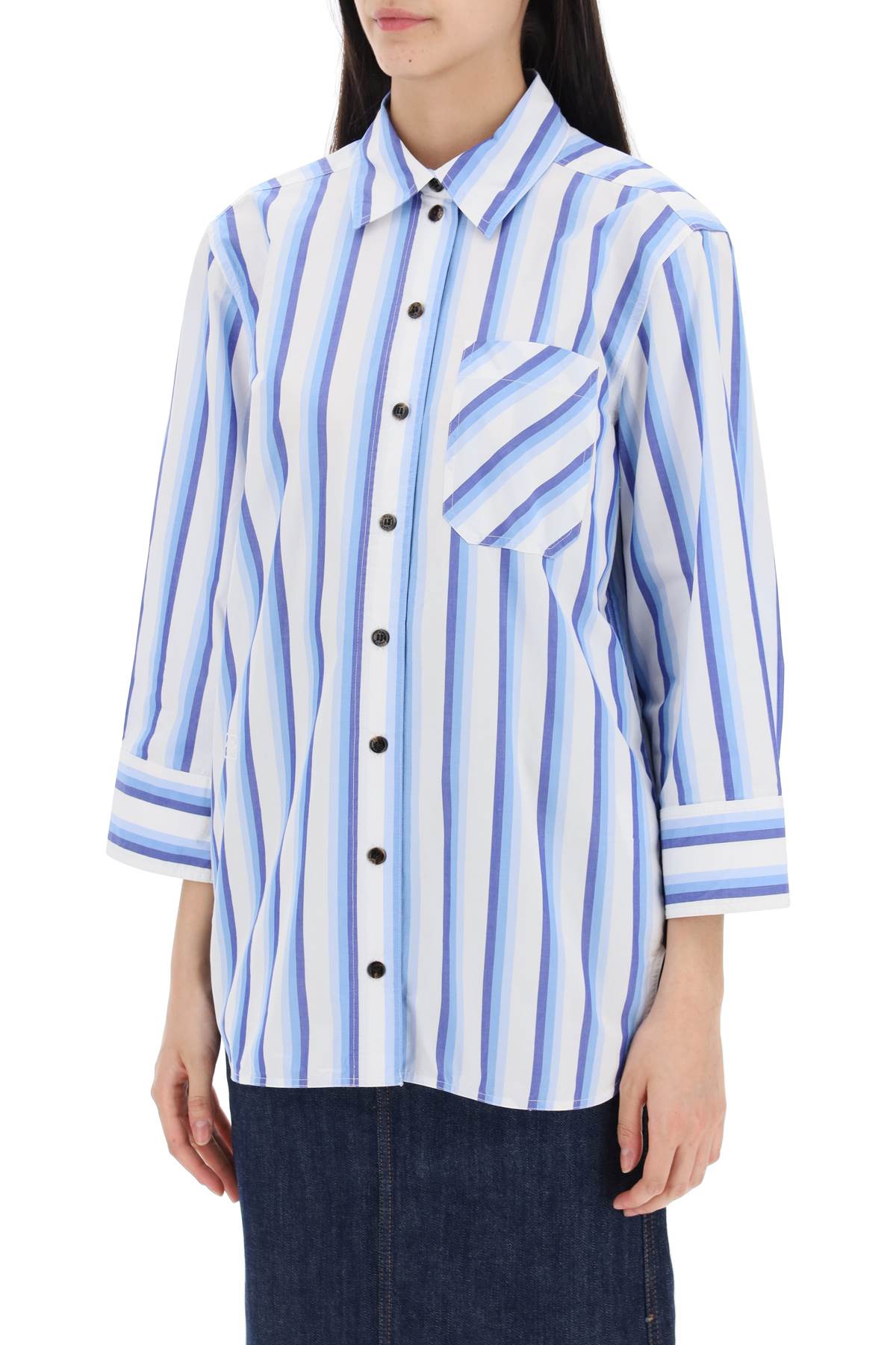 Ganni "oversized striped poplin shirt-3
