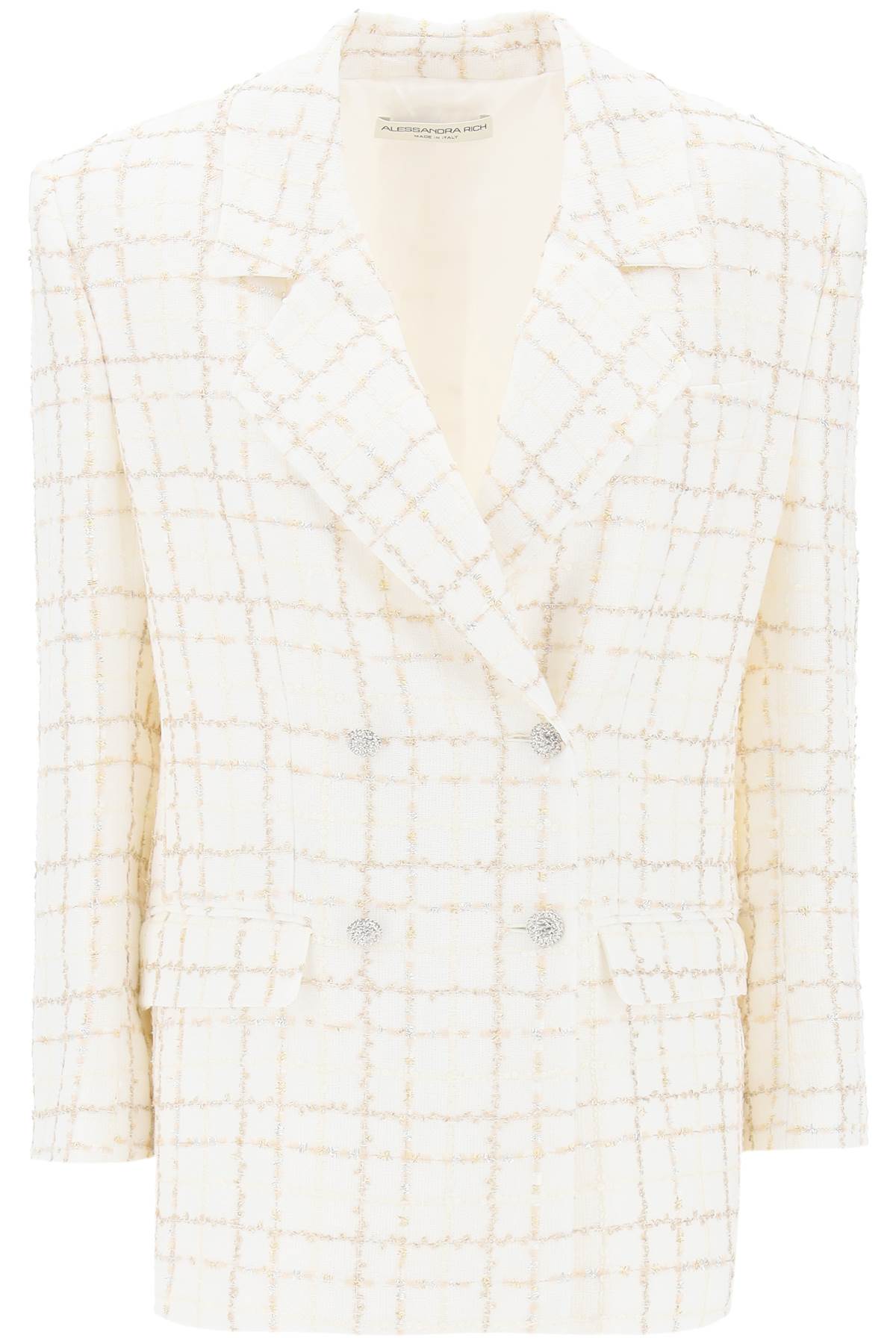 oversized tweed jacket with plaid pattern-0