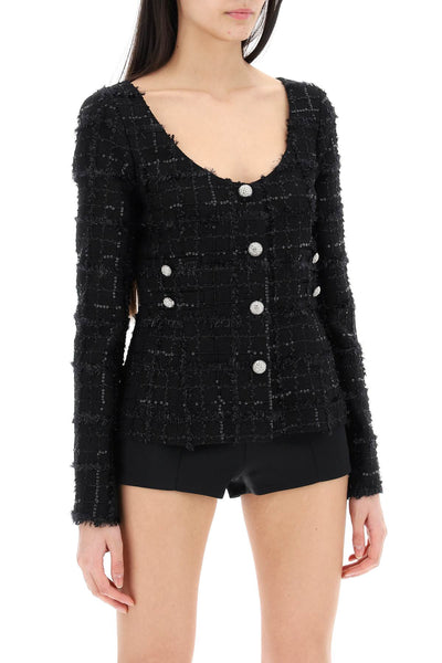 Alessandra rich tweed jacket with sequins embell-1