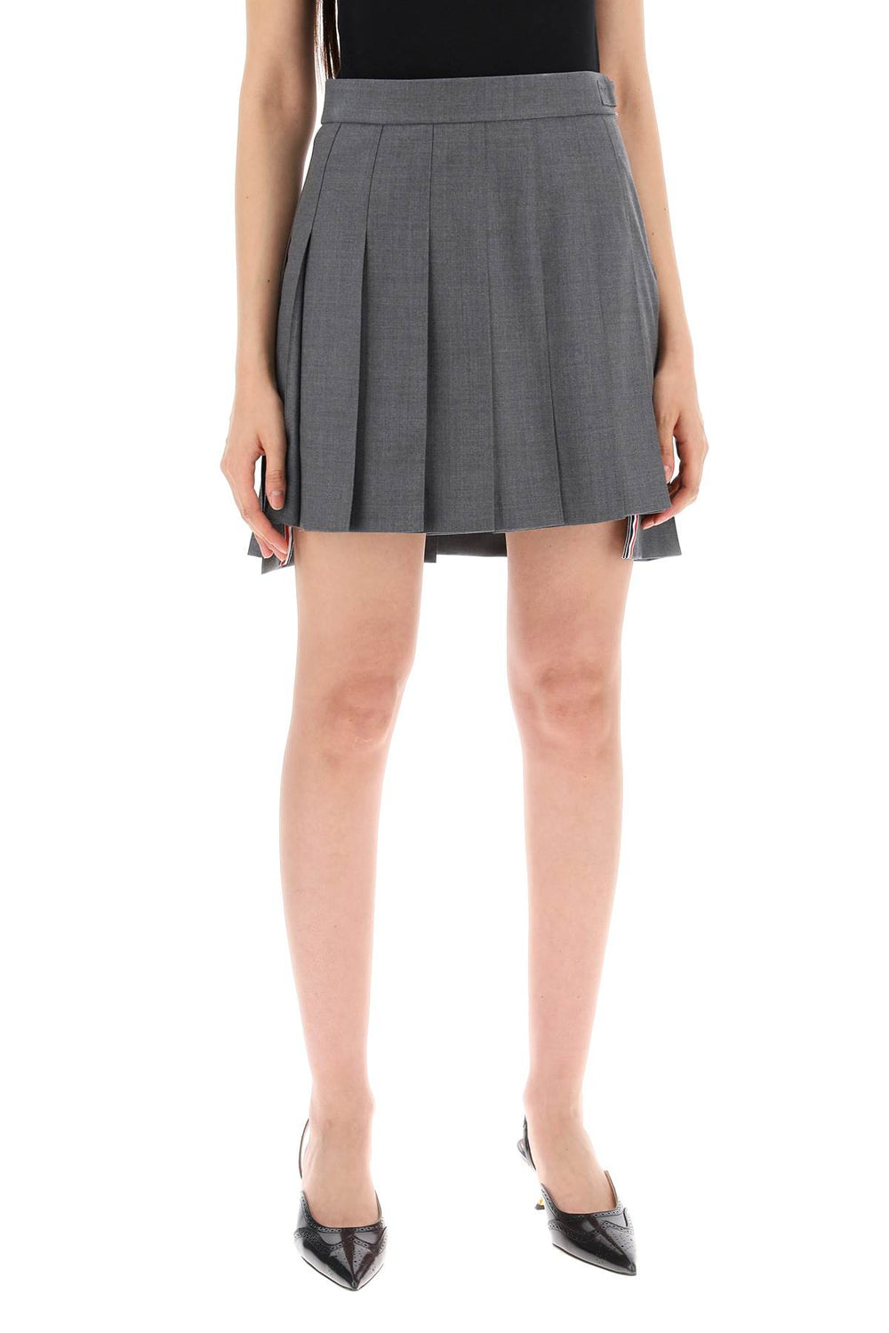 wool pleated mini skirt-1