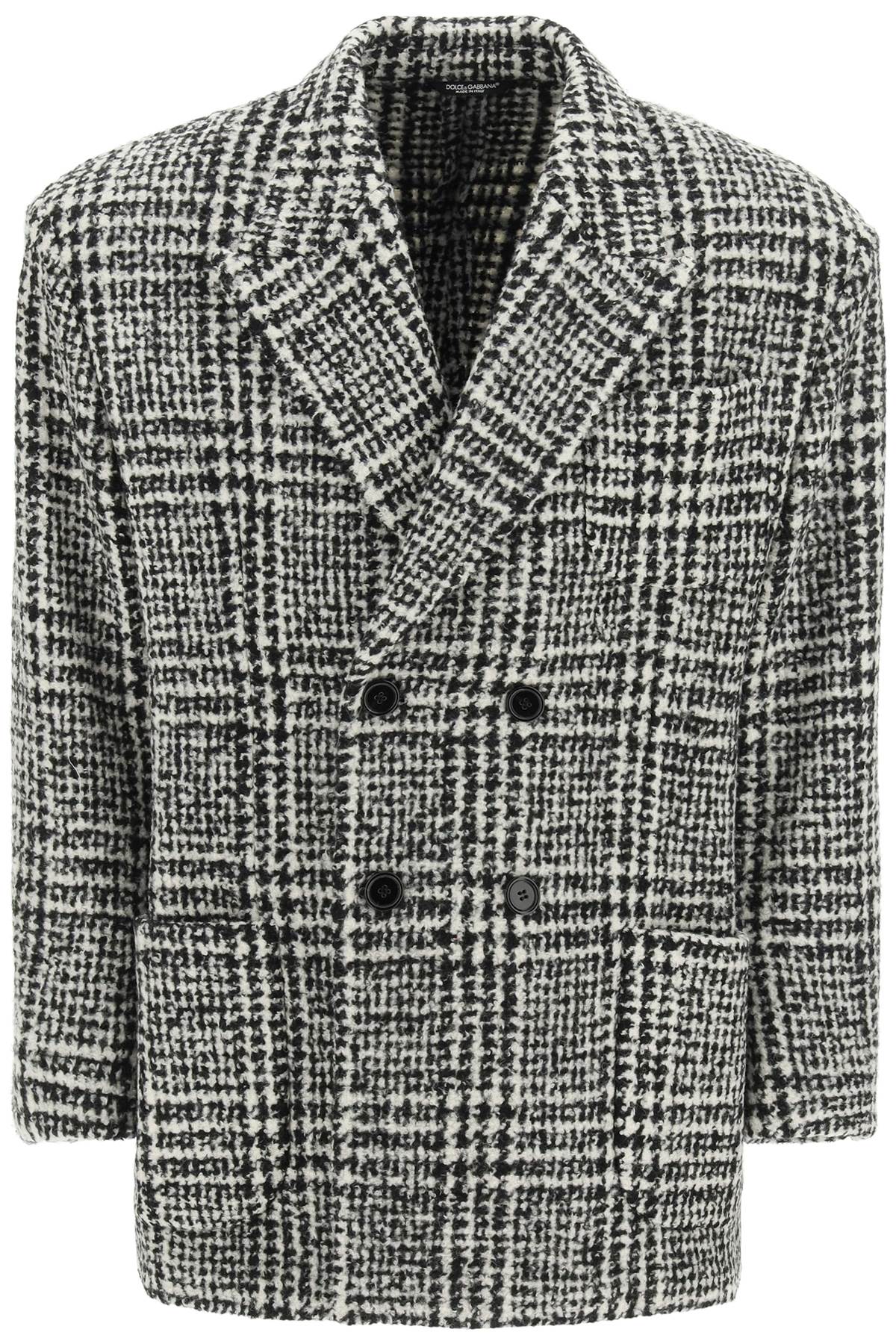 checkered double-breasted wool jacket-0