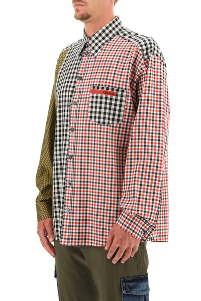 oversized gingham patchwork shirt-3
