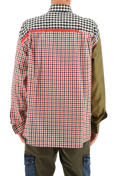 oversized gingham patchwork shirt-2