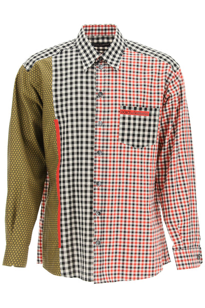 oversized gingham patchwork shirt-0
