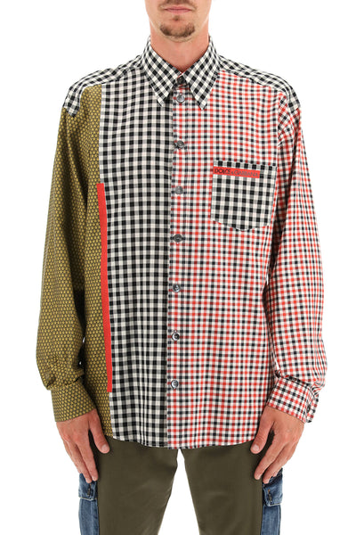 oversized gingham patchwork shirt-1