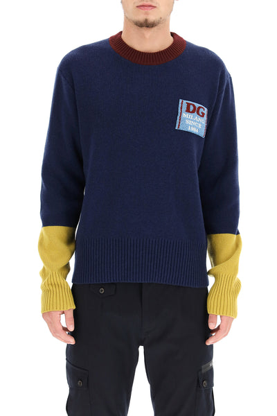 wool sweater with logo patch-1