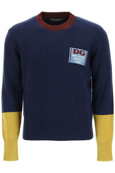 wool sweater with logo patch-0