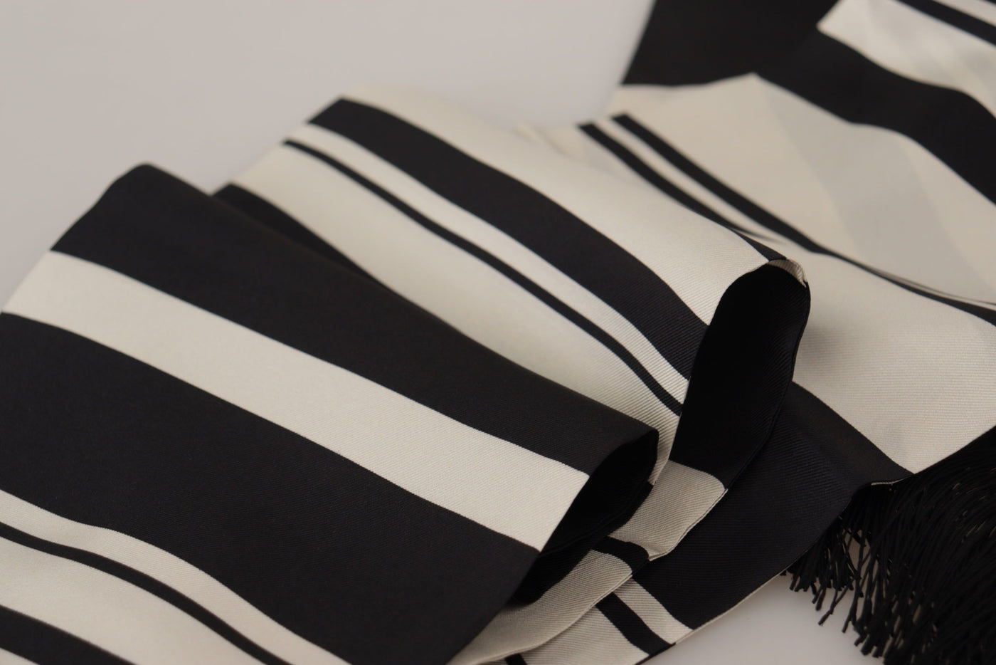 Dolce & Gabbana Elegant Silk Men's Scarf - Classic Black Stripe