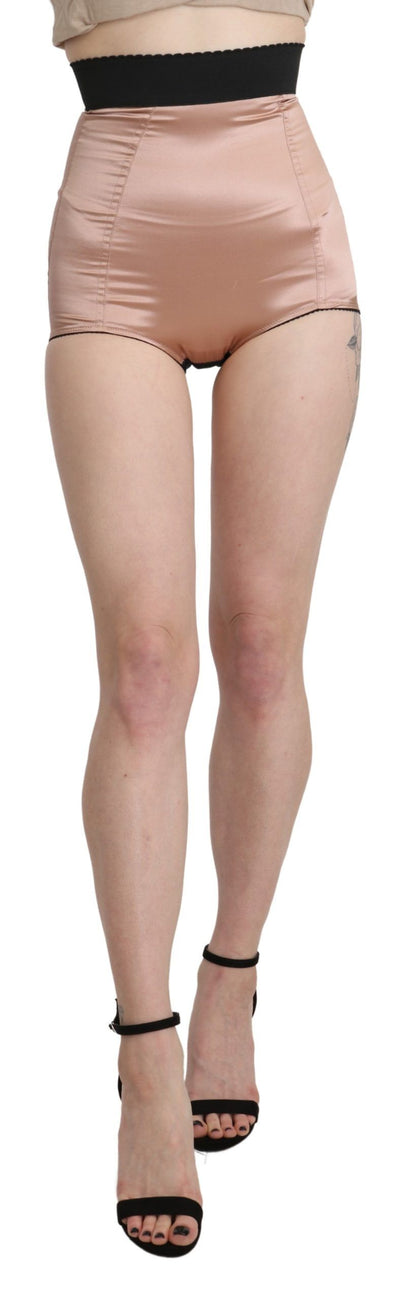 Dolce & Gabbana Beige Silk High Waist Mini Hot Pants Shorts