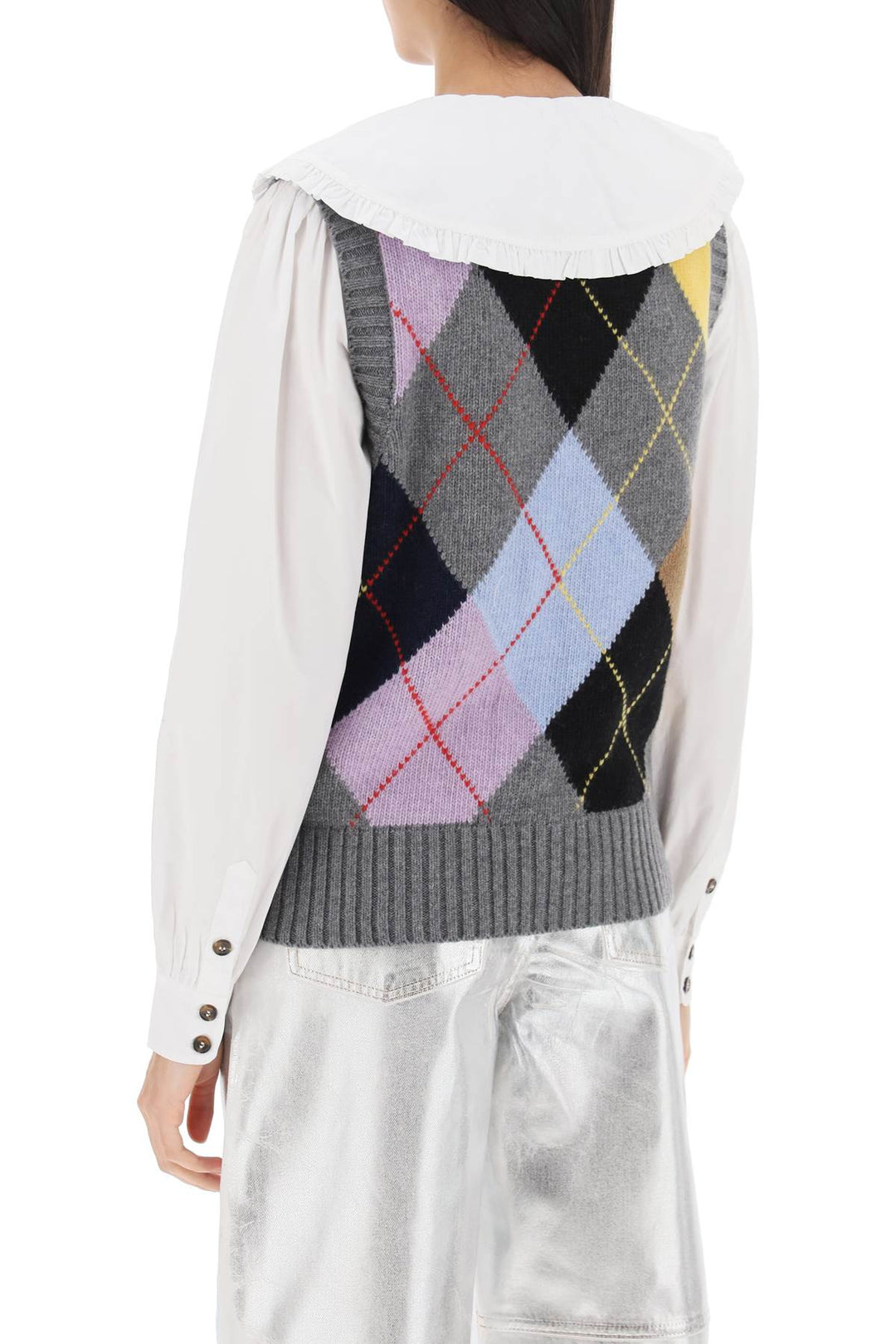 wool vest with argyle pattern-2