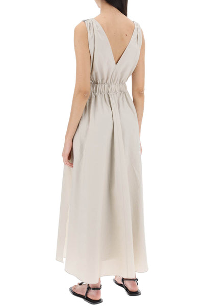 Brunello cucinelli maxi flared dress with precious shoulder-2