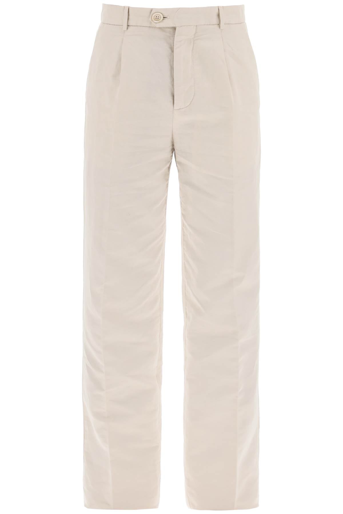 cotton and linen gabardine pants-0