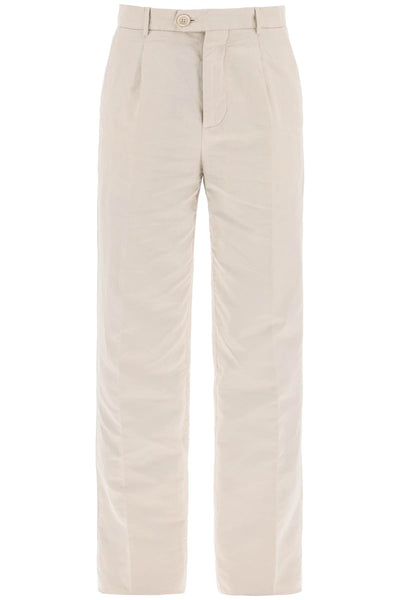 cotton and linen gabardine pants-0