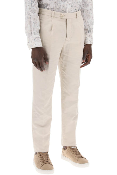 cotton and linen gabardine pants-1
