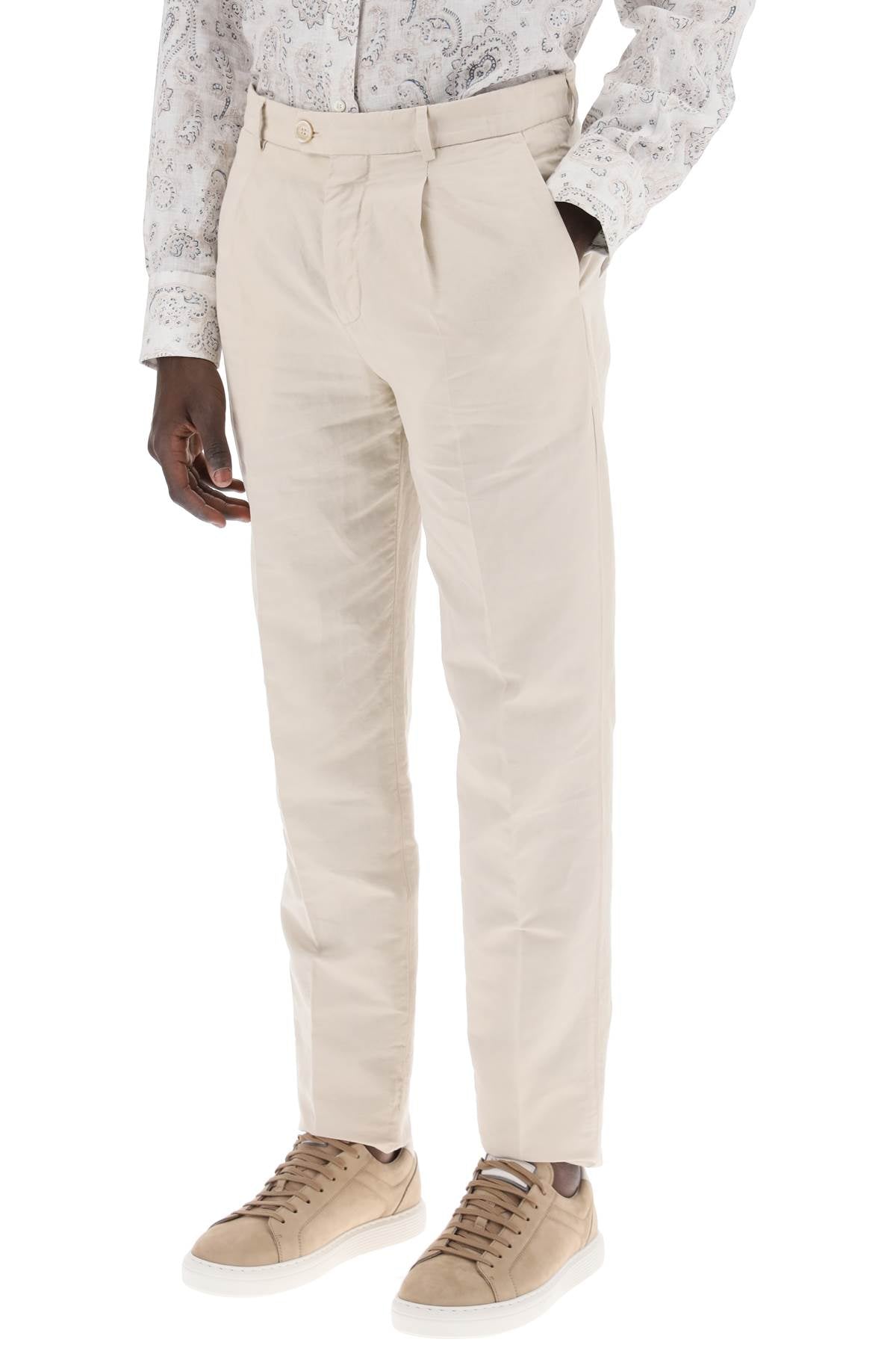 cotton and linen gabardine pants-3
