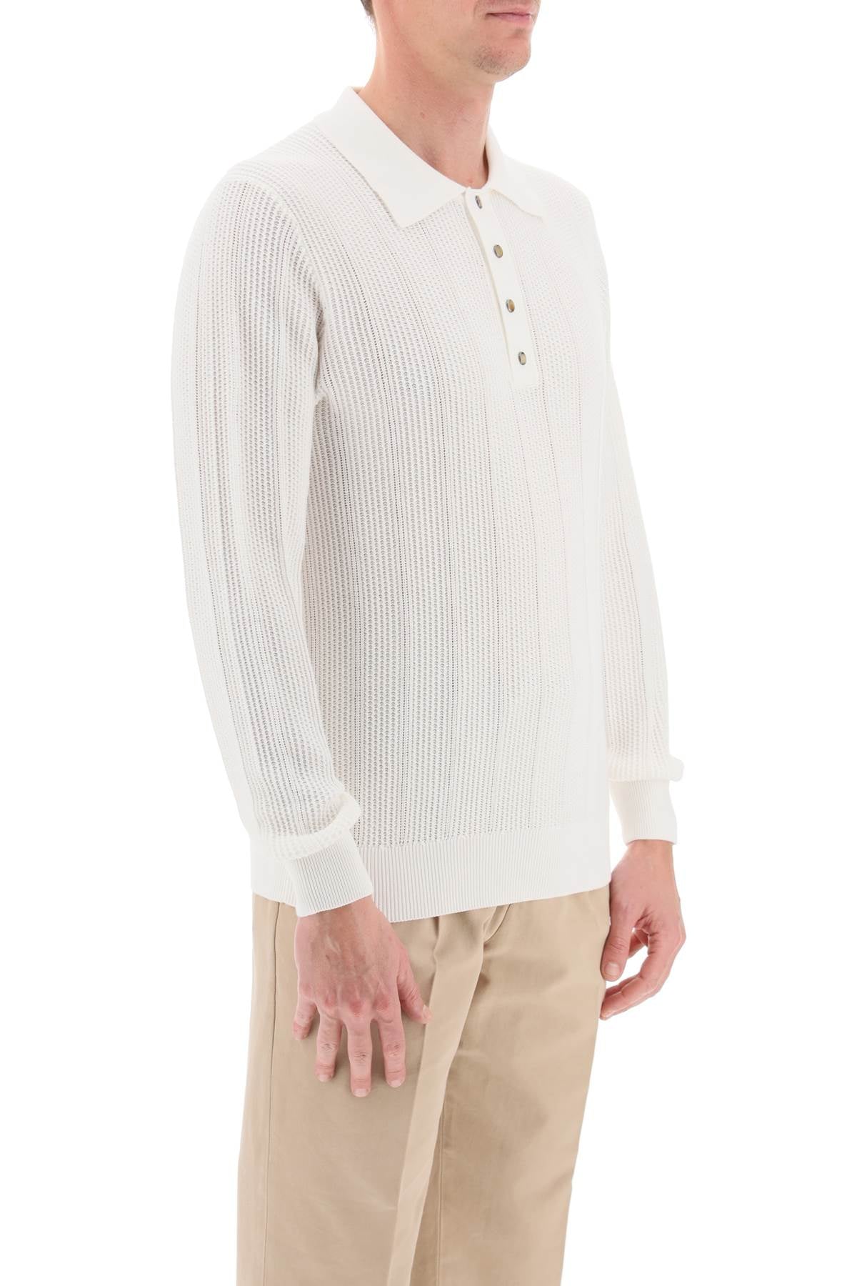 Brunello cucinelli long-sleeved knitted polo shirt-1