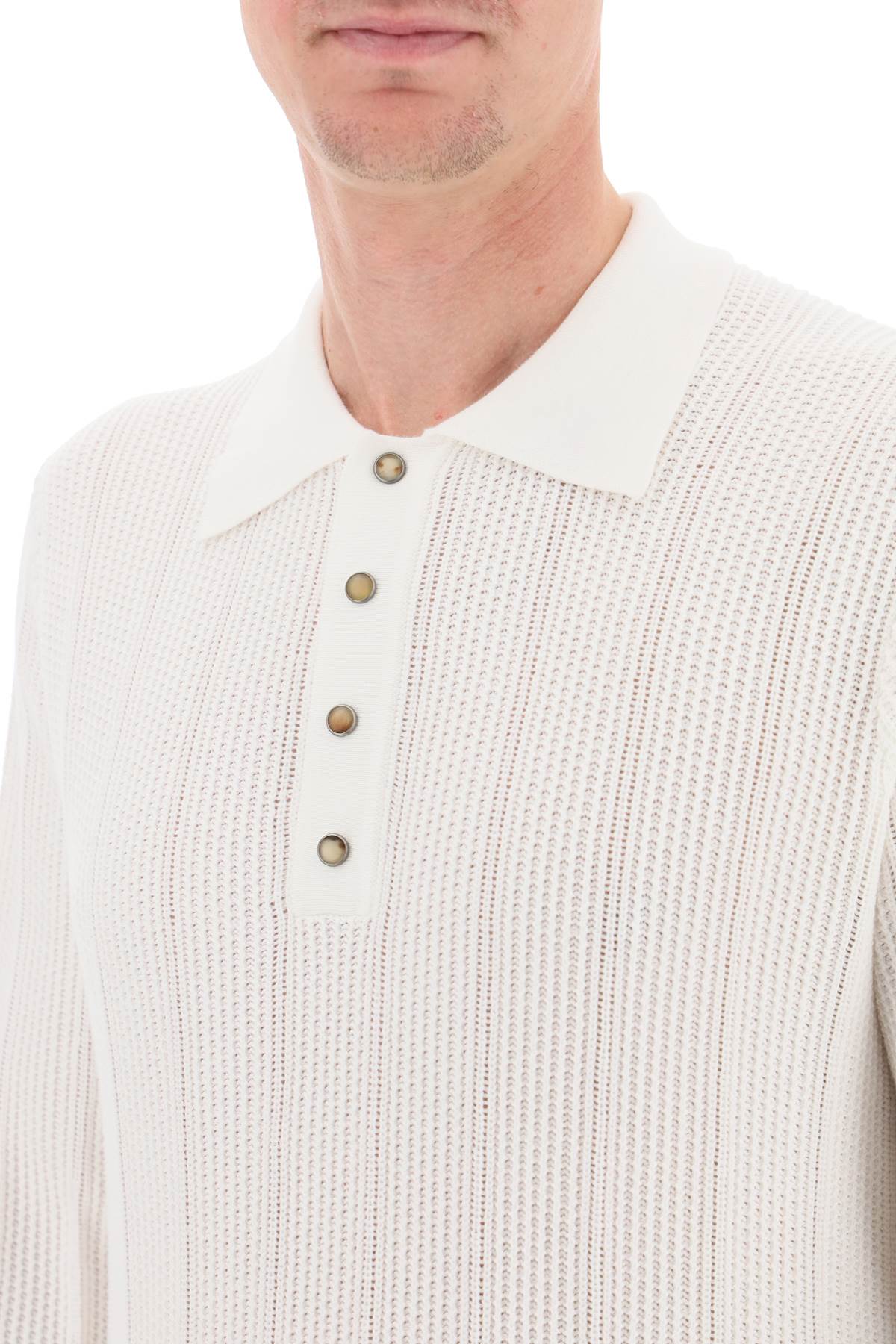 Brunello cucinelli long-sleeved knitted polo shirt-3