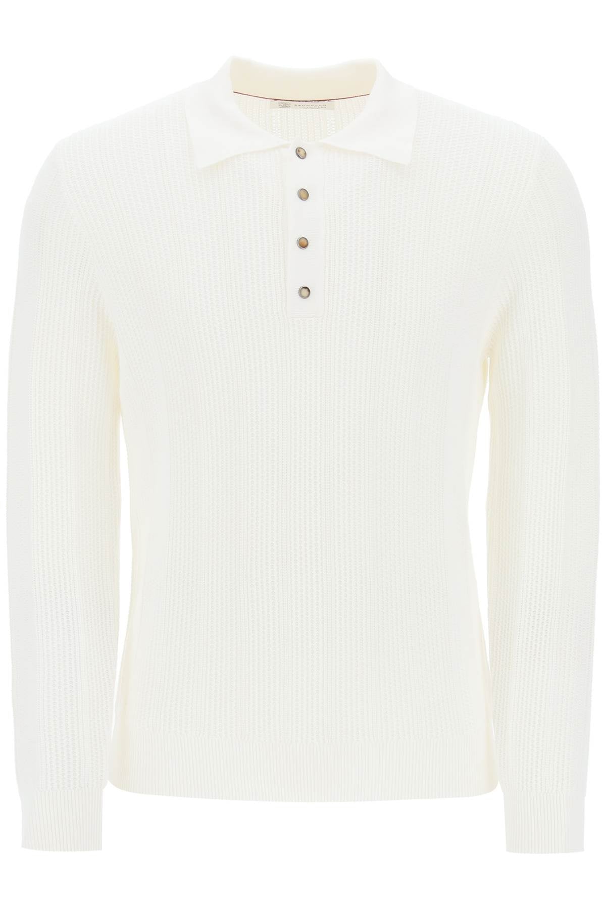 Brunello cucinelli long-sleeved knitted polo shirt-0