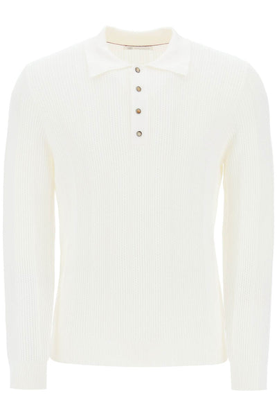 Brunello cucinelli long-sleeved knitted polo shirt-0
