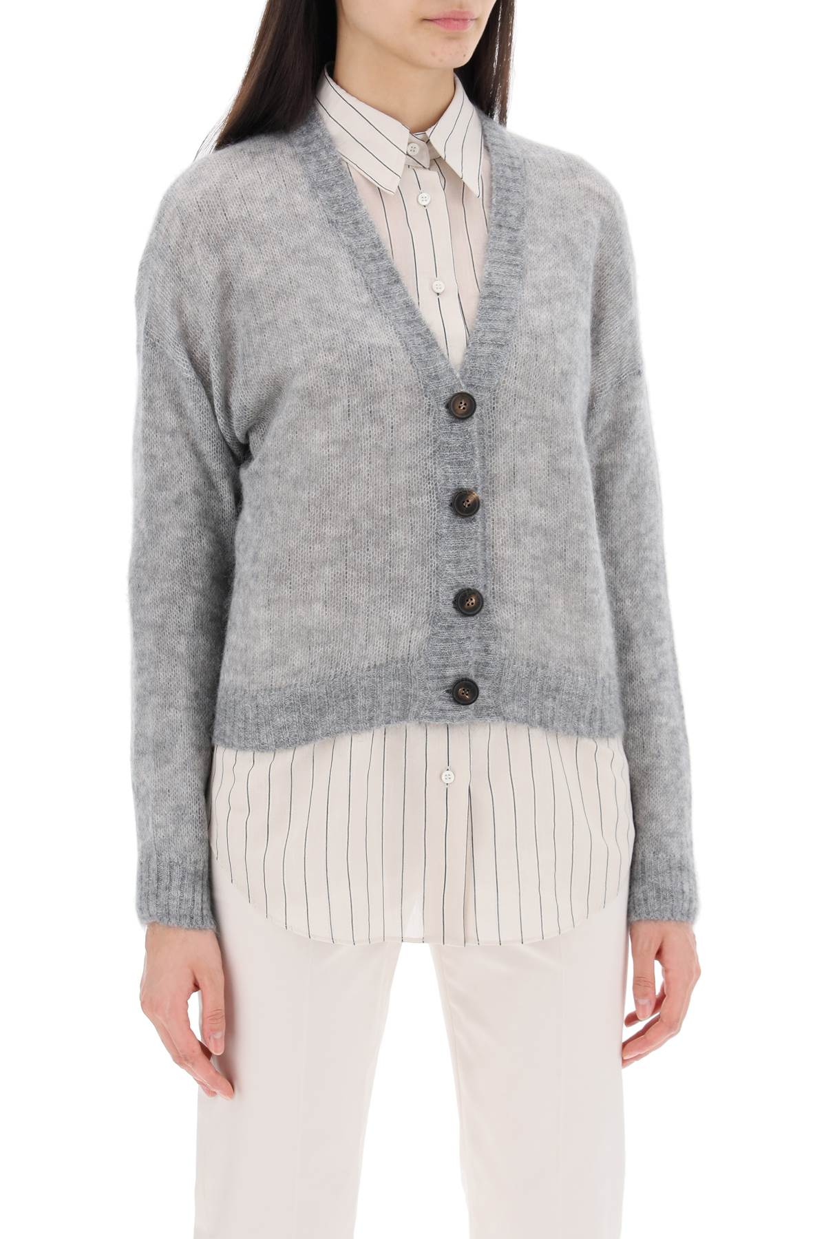 Brunello cucinelli short wool and mohair cardigan-1