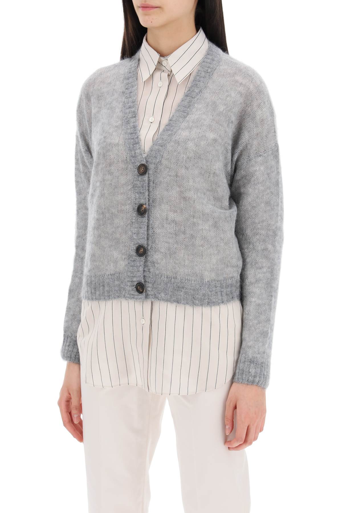 Brunello cucinelli short wool and mohair cardigan-3
