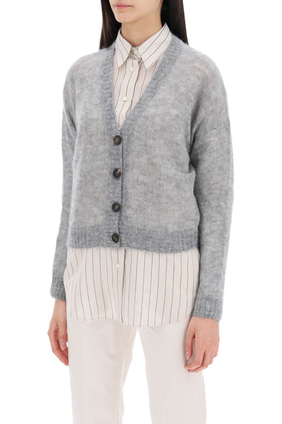 Brunello cucinelli short wool and mohair cardigan-3