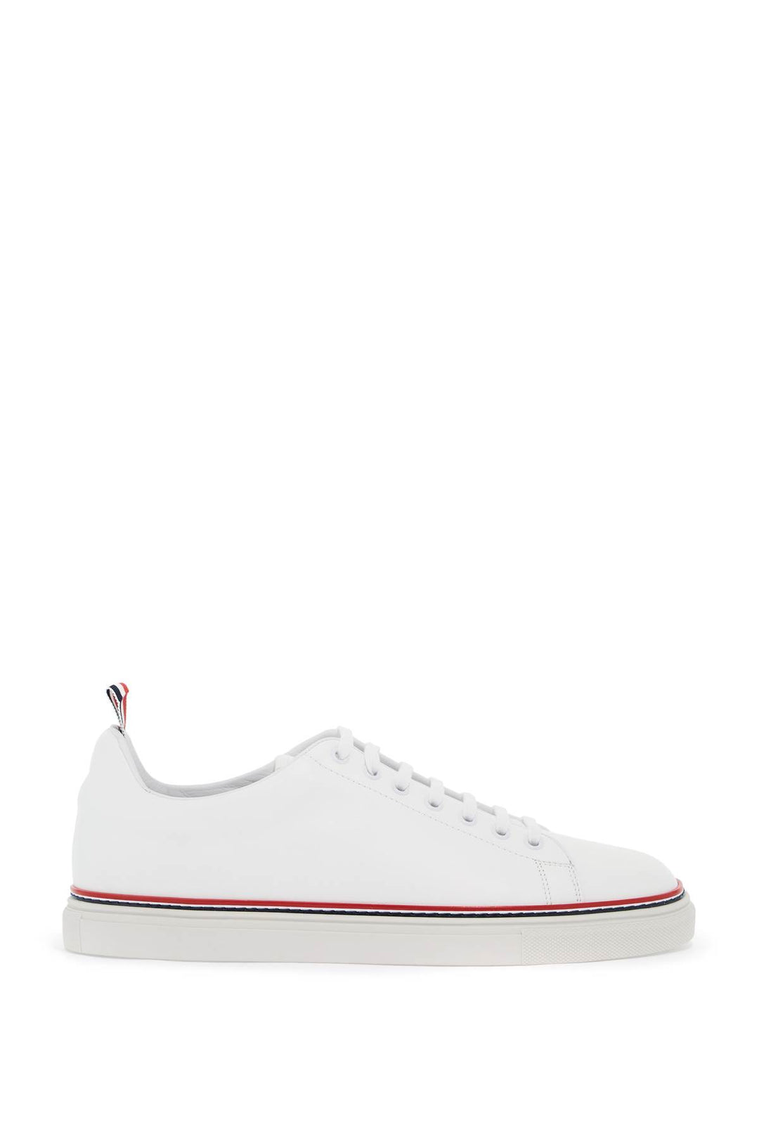 smooth leather sneakers with tricolor detail.-0