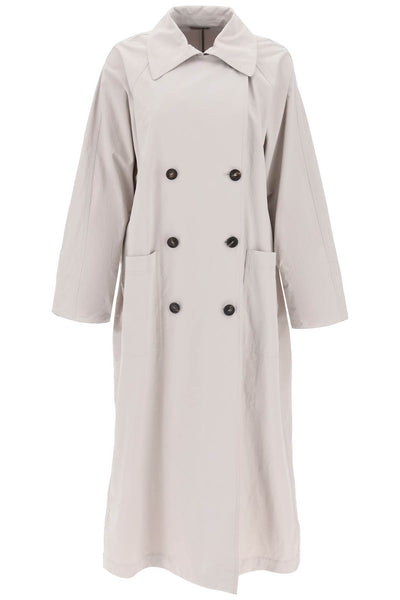 Brunello cucinelli double-breasted trench coat with shiny cuff details-0