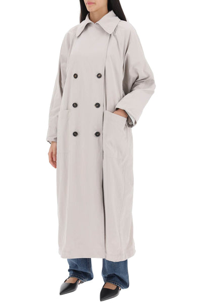 Brunello cucinelli double-breasted trench coat with shiny cuff details-3