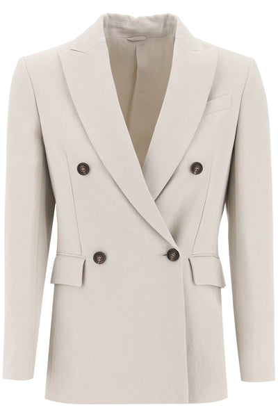 Brunello cucinelli twill jacket with monile detail-0