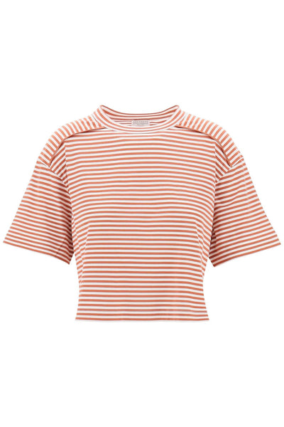 Brunello cucinelli striped boxy t-shirt-0