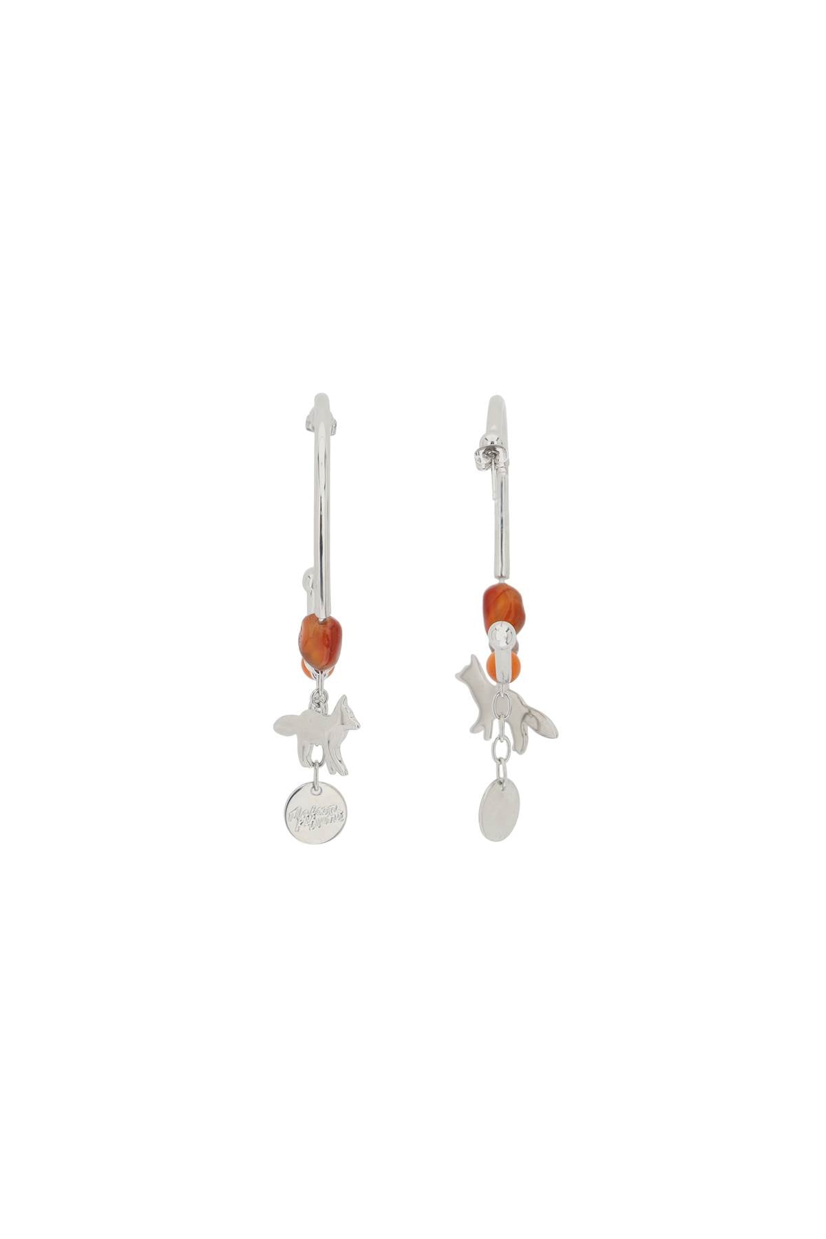 Maison kitsune fox & beads hoop earrings-2
