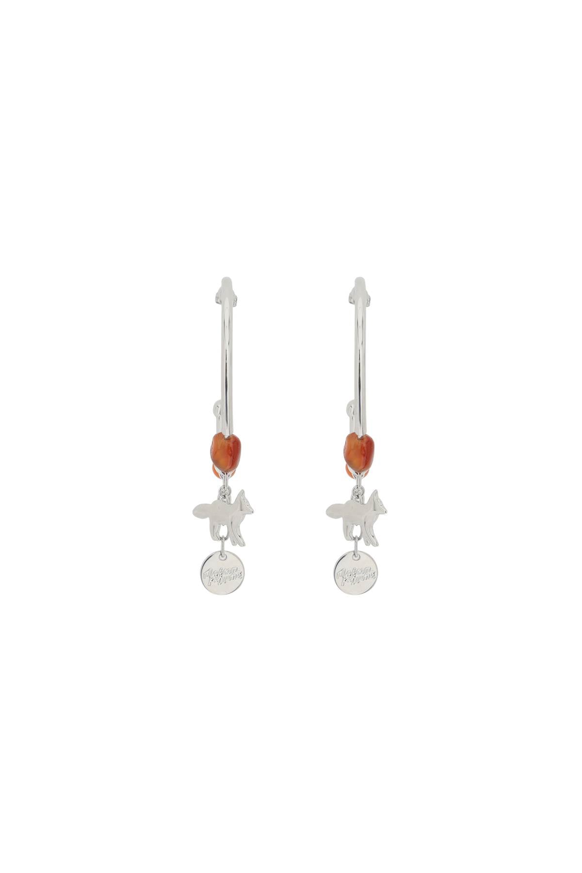 Maison kitsune fox & beads hoop earrings-1