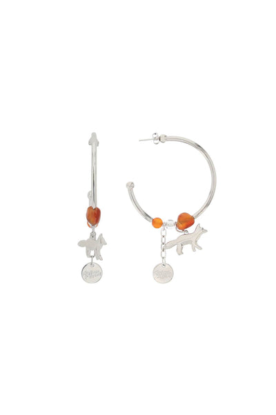 Maison kitsune fox & beads hoop earrings-0