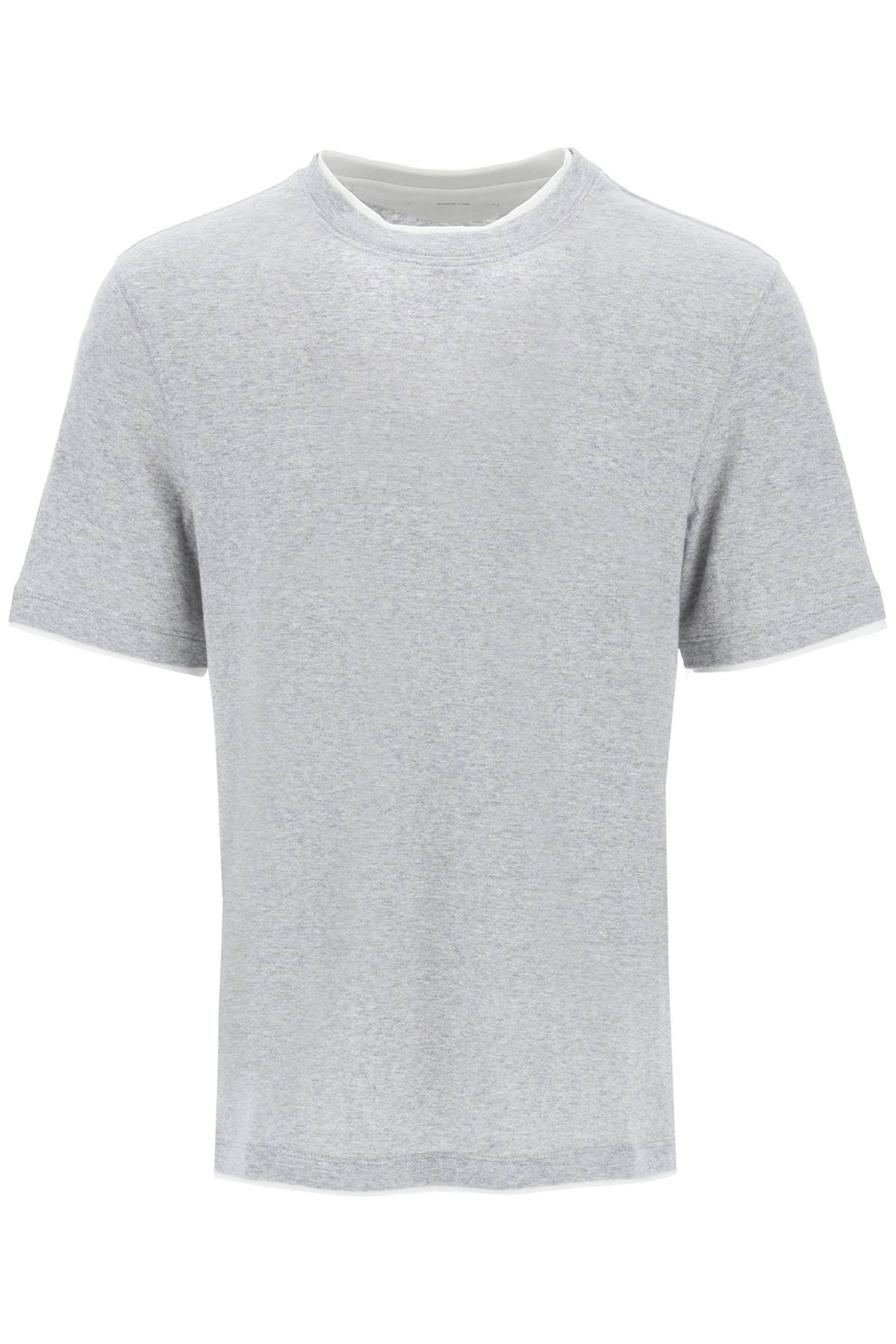 Brunello cucinelli overlapped-effect t-shirt in linen and cotton-0
