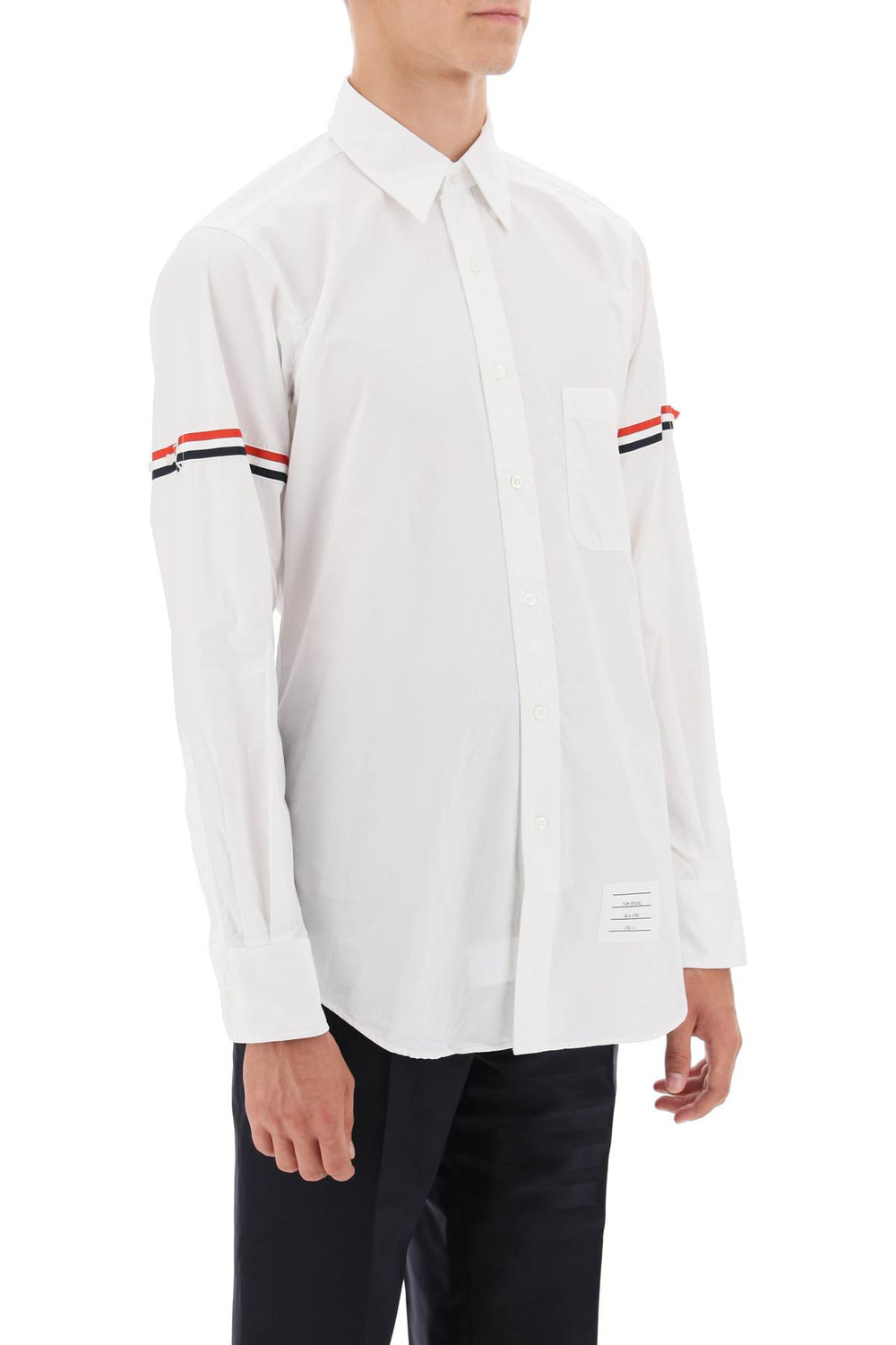 poplin button-down shirt with rwb armbands-1