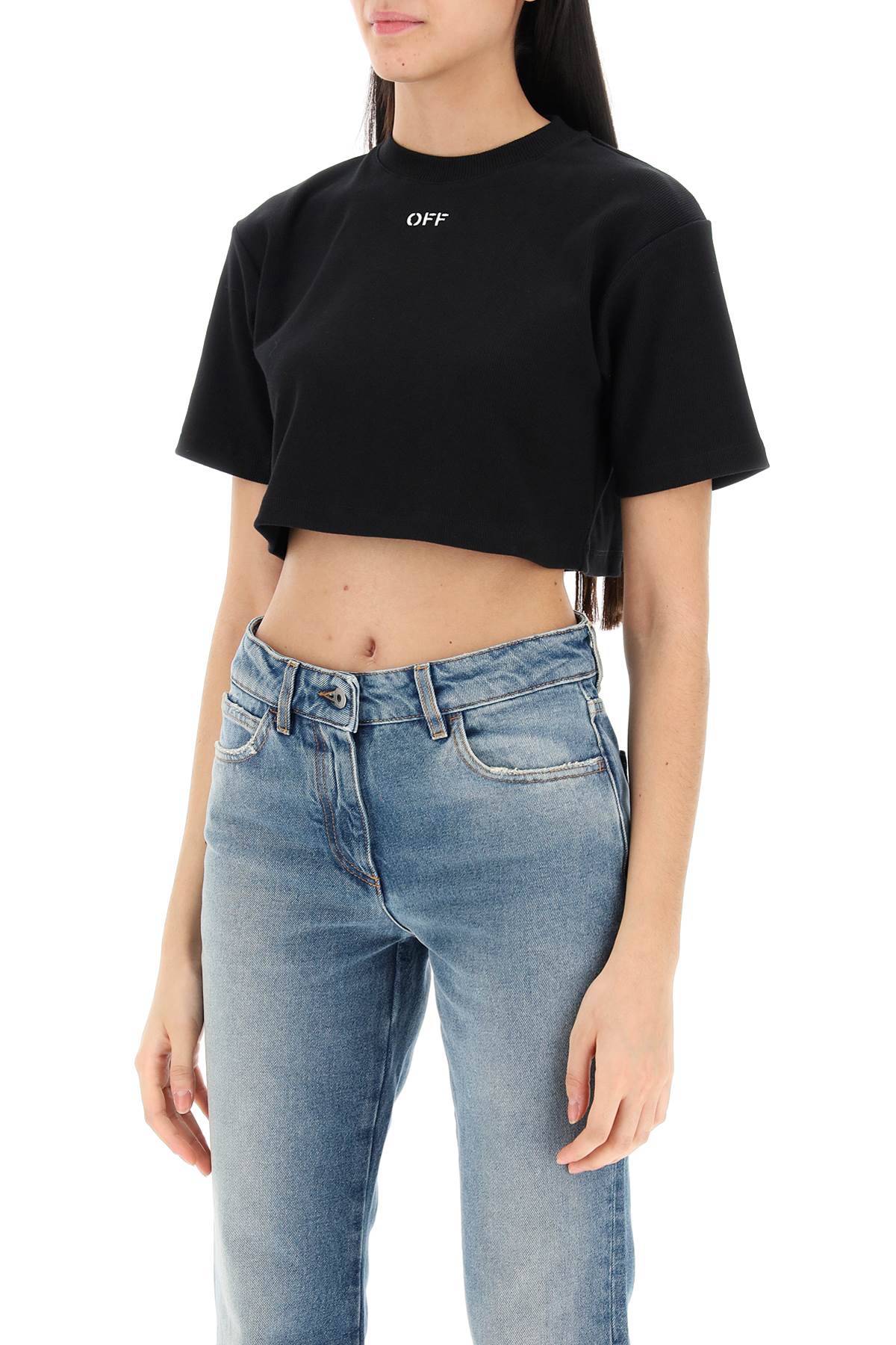 cropped t-shirt with off embroidery-3