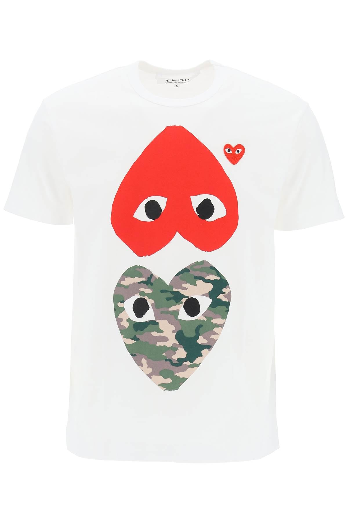 round-neck t-shirt with double heart print-0