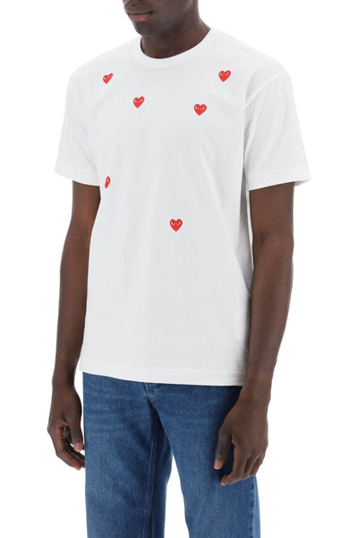 "round-neck t-shirt with heart pattern-3