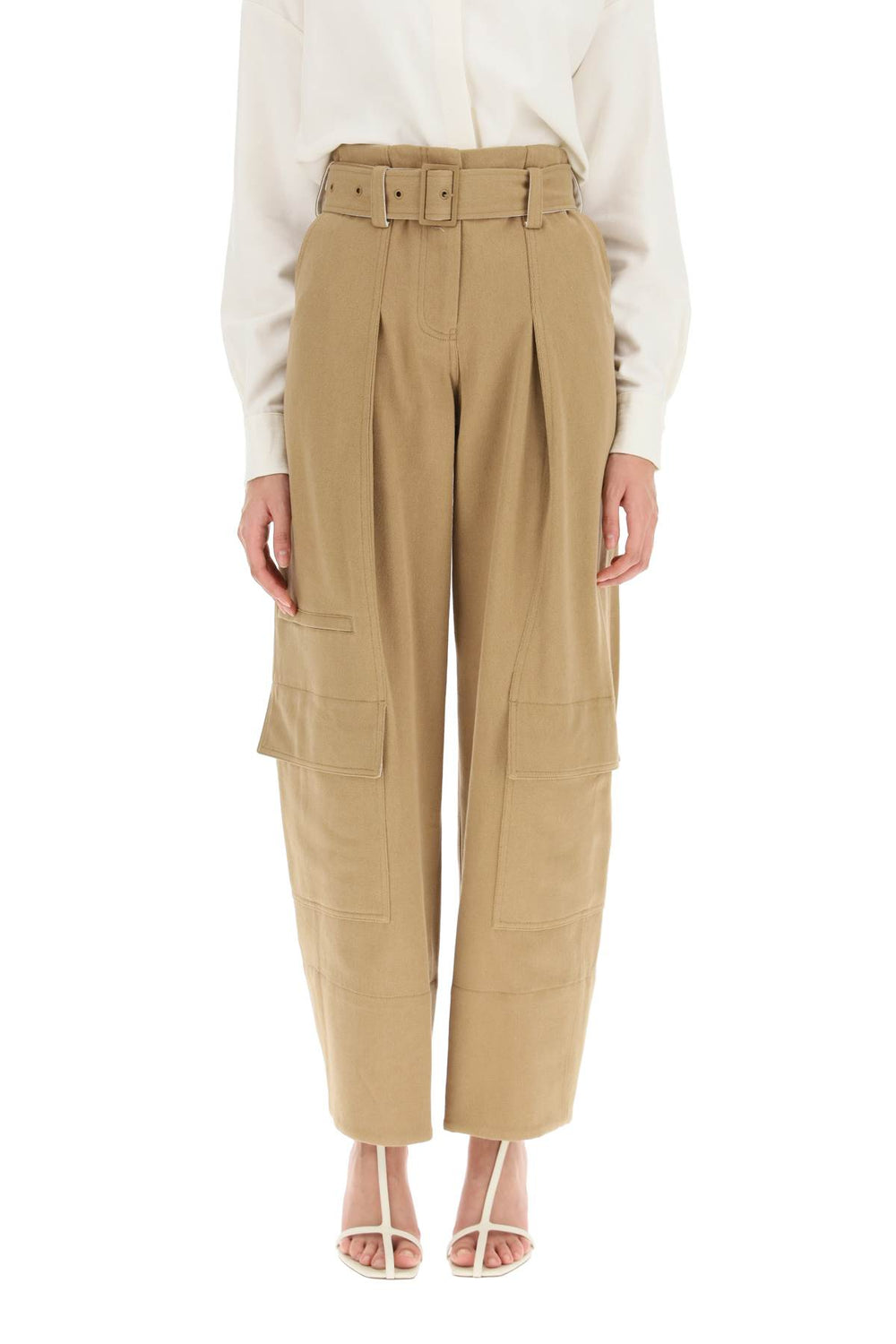 Low classic cargo pants with matching belt-1