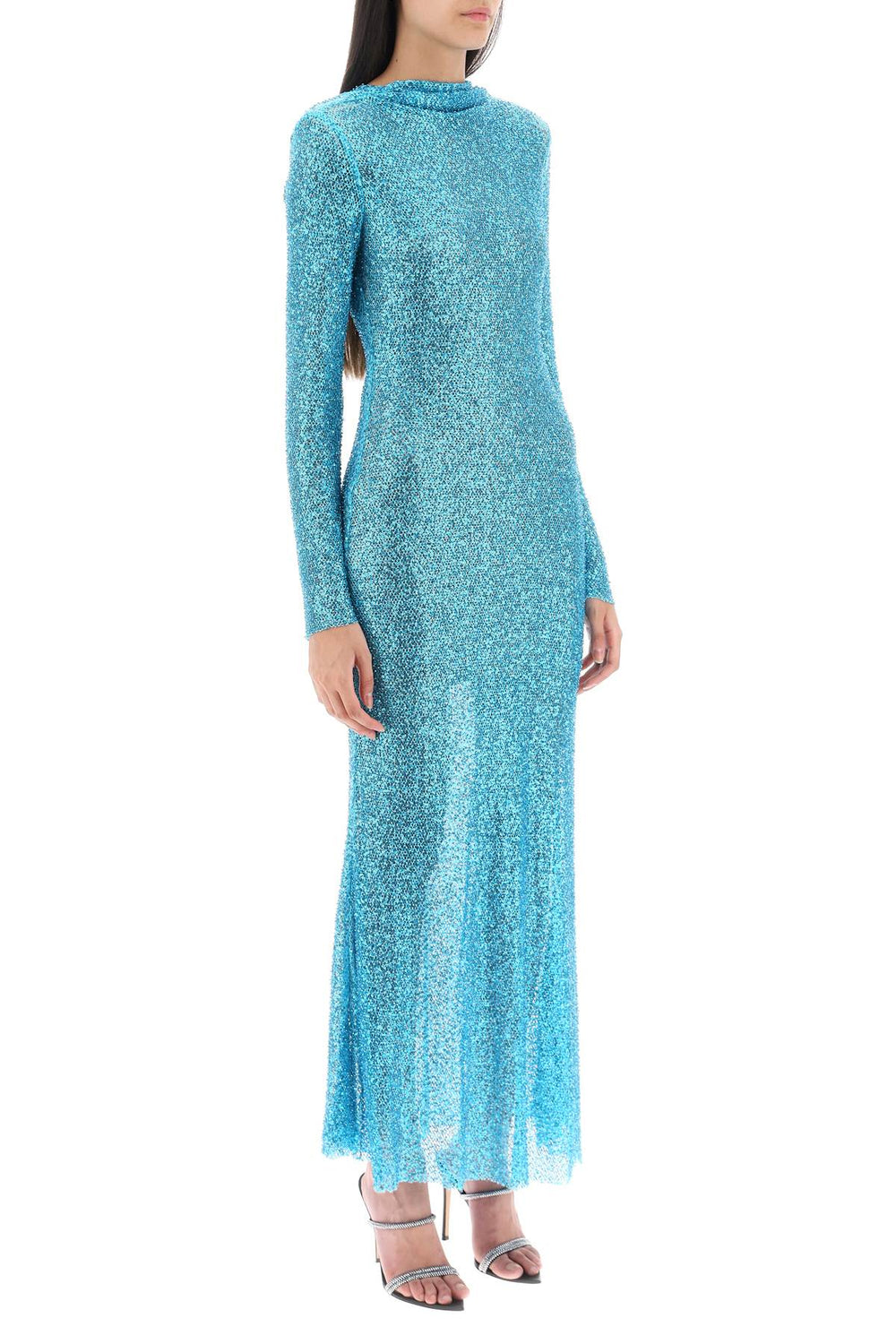 long-sleeved maxi dress with sequins and beads-1